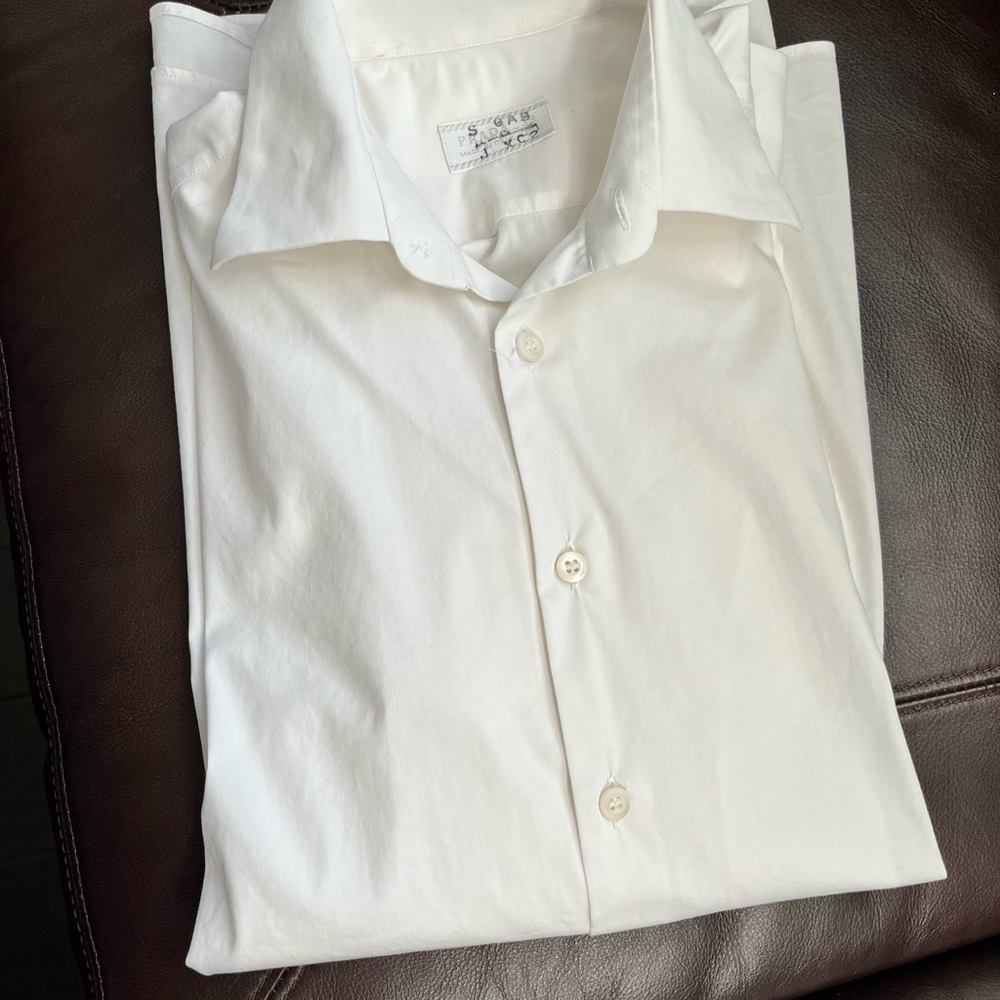 Prada Mens White Long Sleeve Dress Shirt
